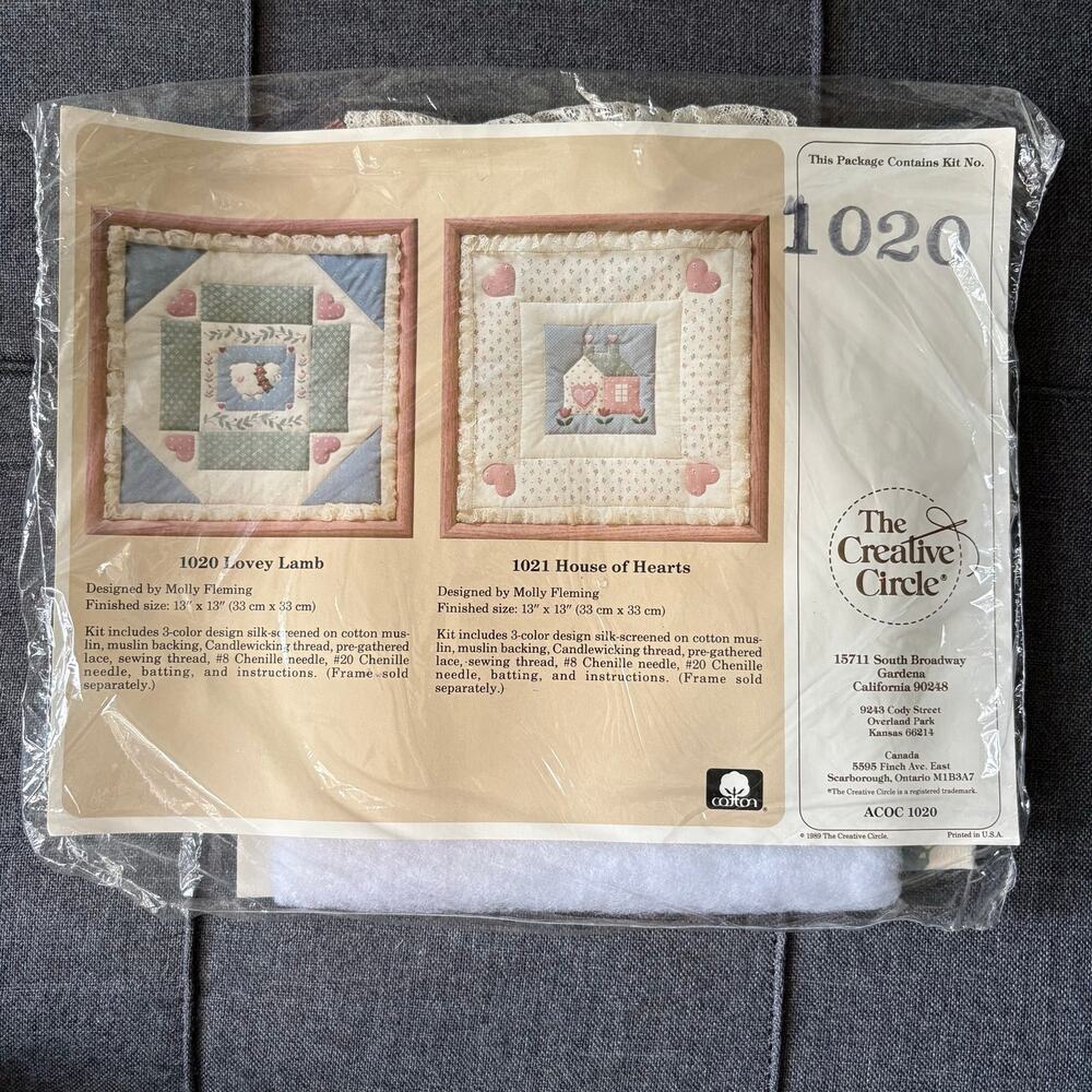 Lovely Lamb Vintage Stamped Quilting Plus Craft Kit by The Creative Circle 1989
